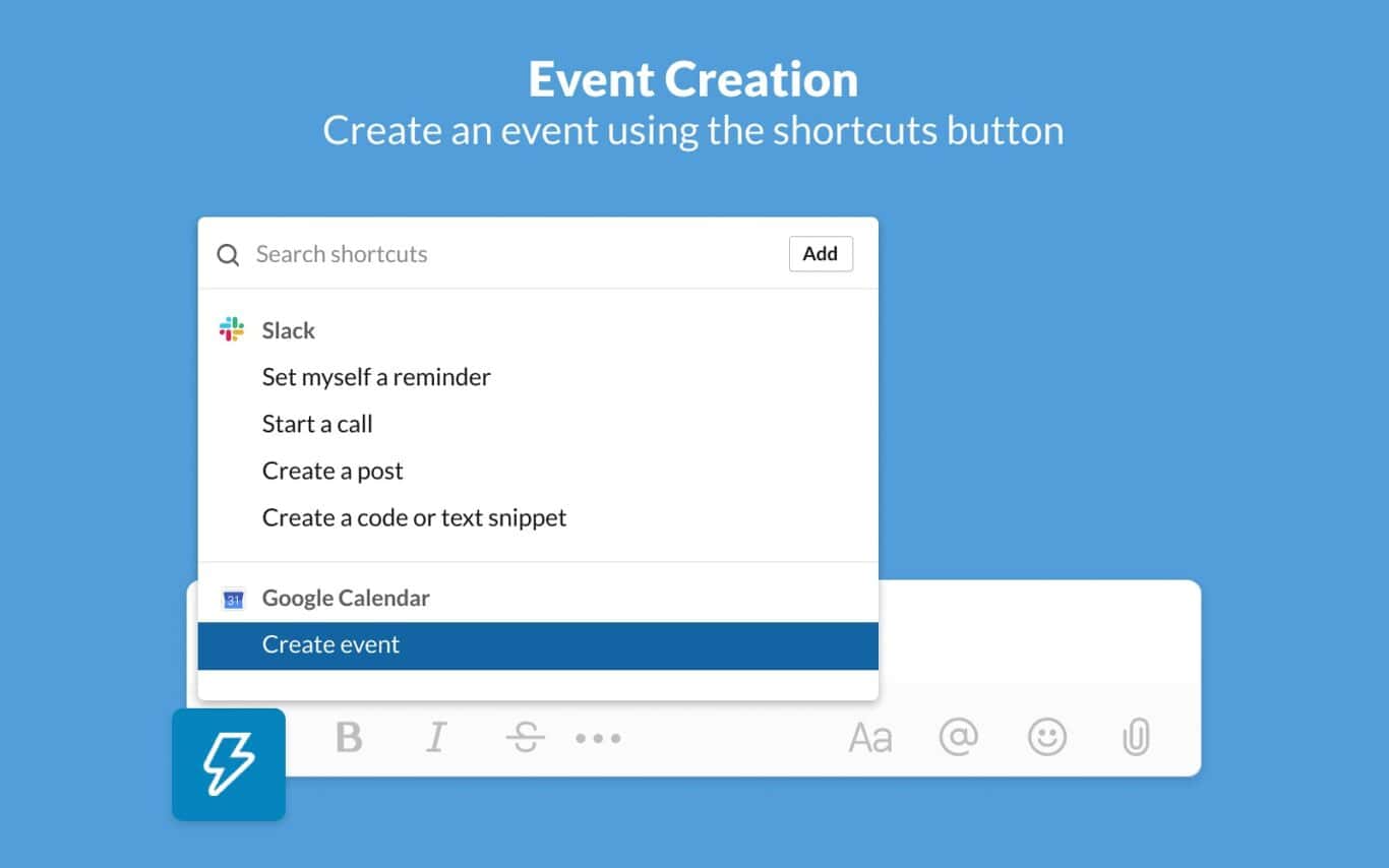Une capture d'écran d'une application Slack, un exemple d'intégration native.